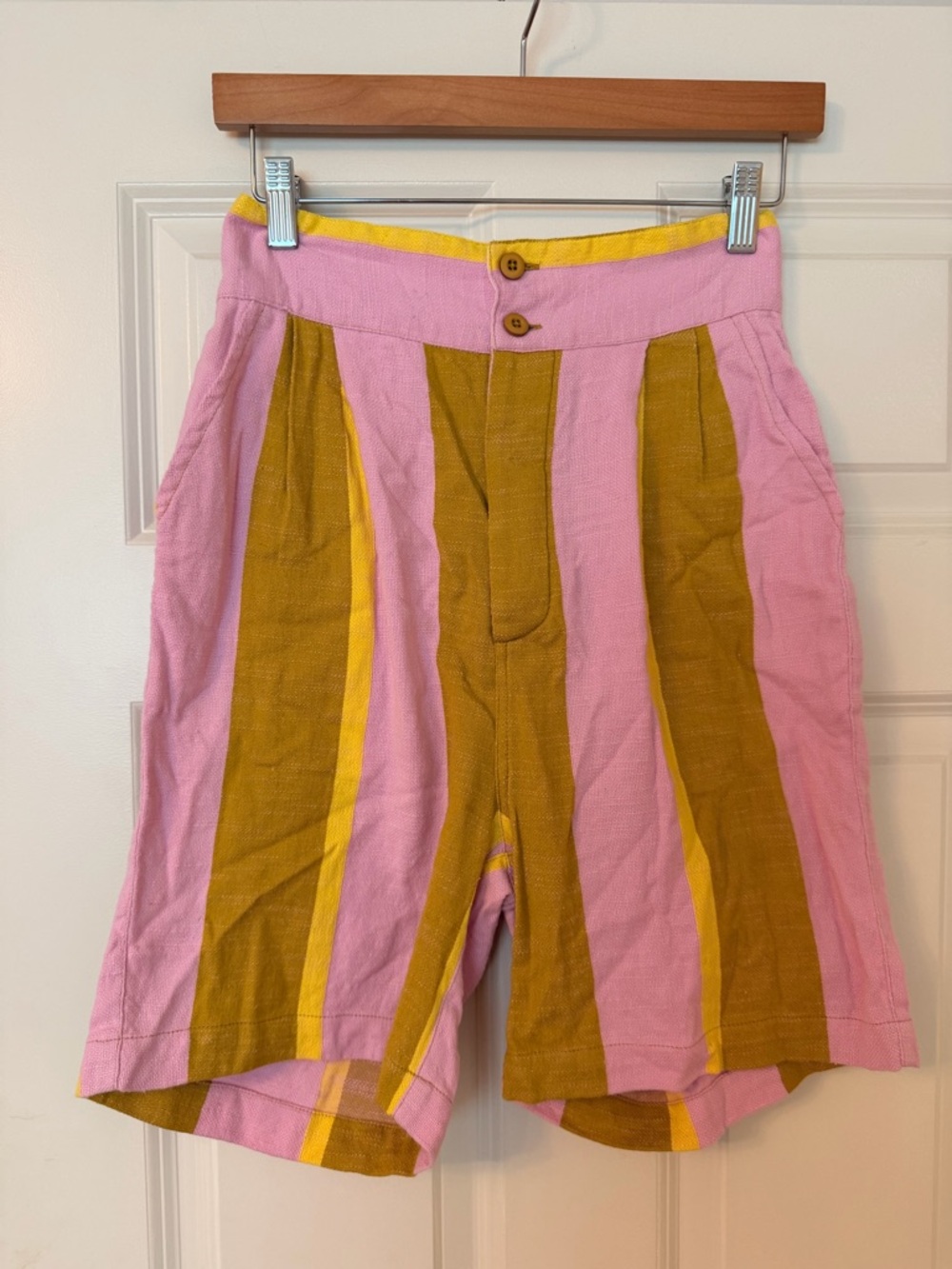 Ace & Jig Pink, Mustard & Yellow Striped Bermuda Shorts
